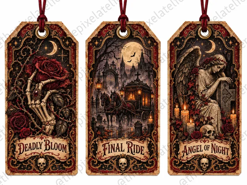 Vintage Horror Halloween Gift Tags
