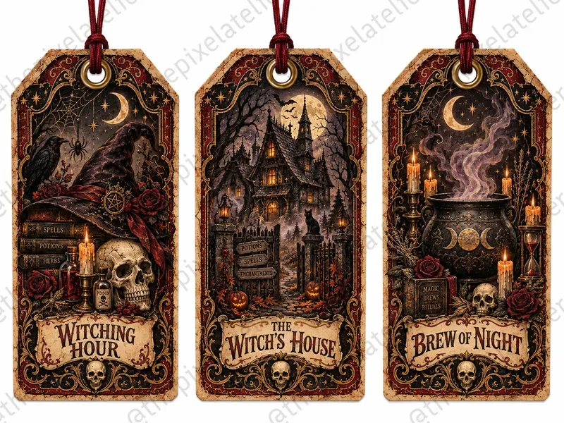 Vintage Horror Halloween Gift Tags