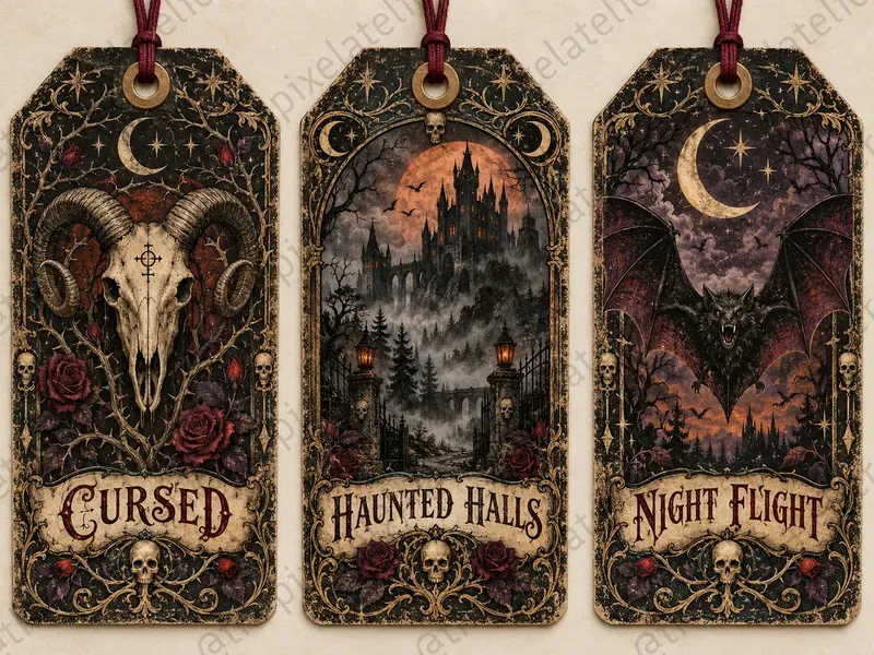 Vintage Horror Halloween Gift Tags