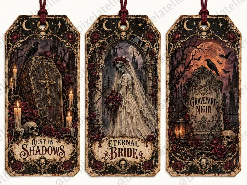 Vintage Horror Halloween Gift Tags