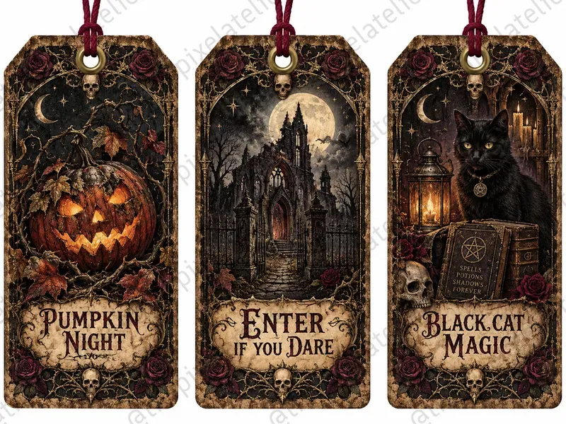 Vintage Horror Halloween Gift Tags