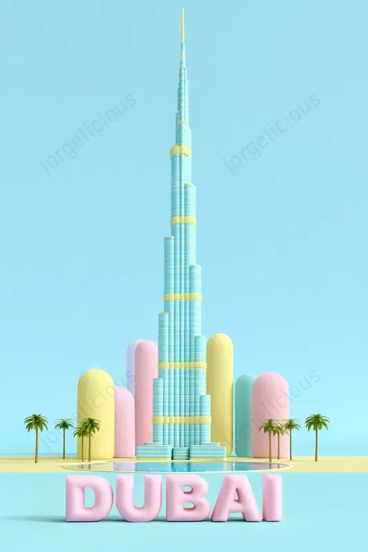 Pastel 3D Landmark Posters