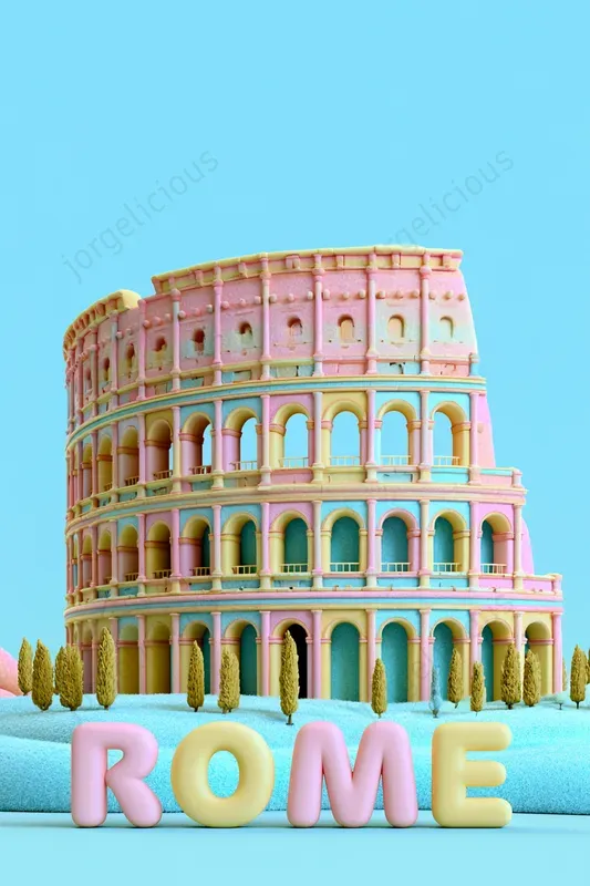 Pastel 3D Landmark Posters