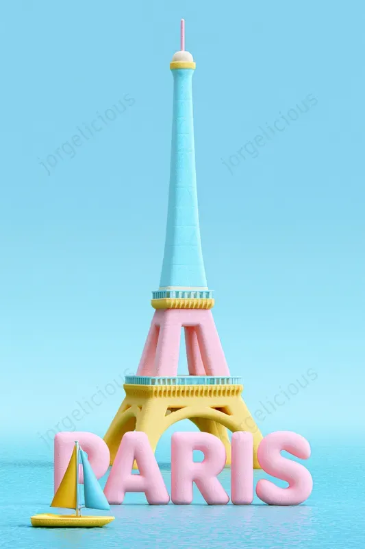 Pastel 3D Landmark Posters