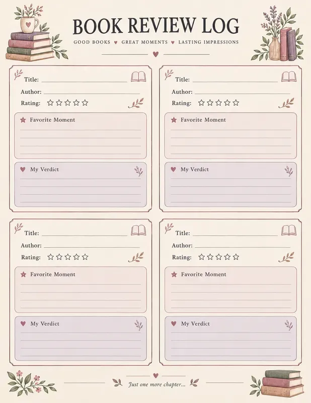 Booktok Reading Log Printables