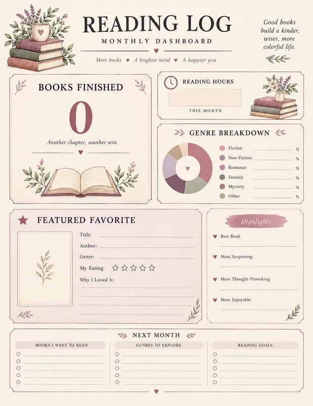 Booktok Reading Log Printables