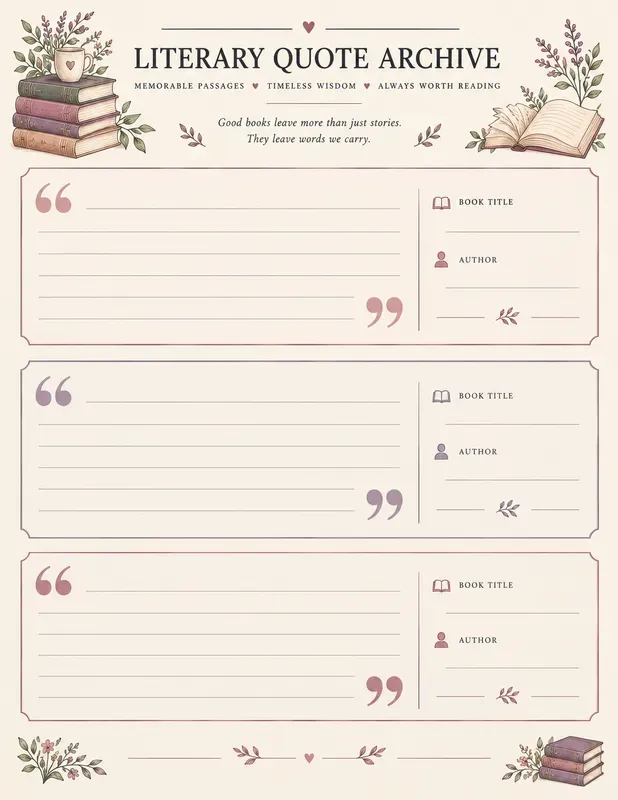 Booktok Reading Log Printables