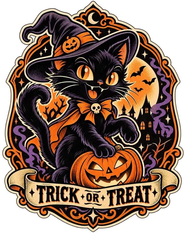 Retro Halloween Mascot Badges