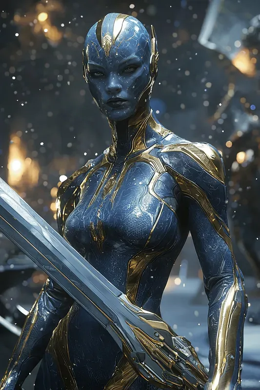 Sapphire Aurum Regent Cyberpunk Art
