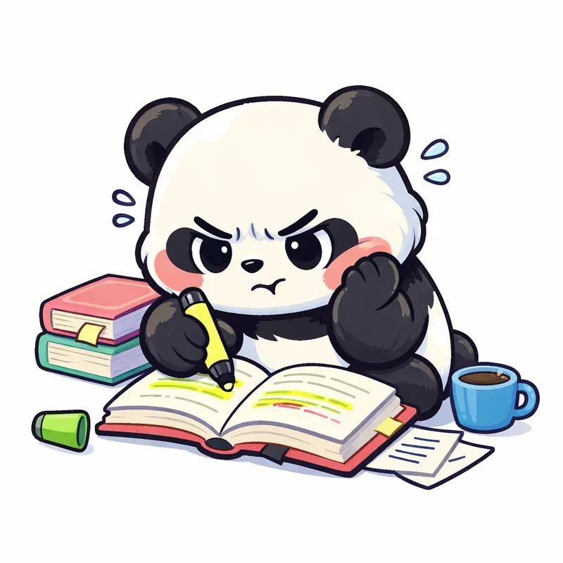Cute Panda Student Sticker Style