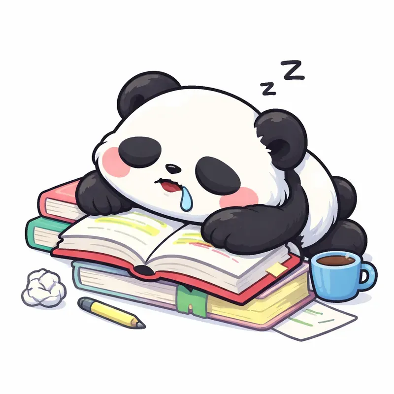 Cute Panda Student Sticker Style