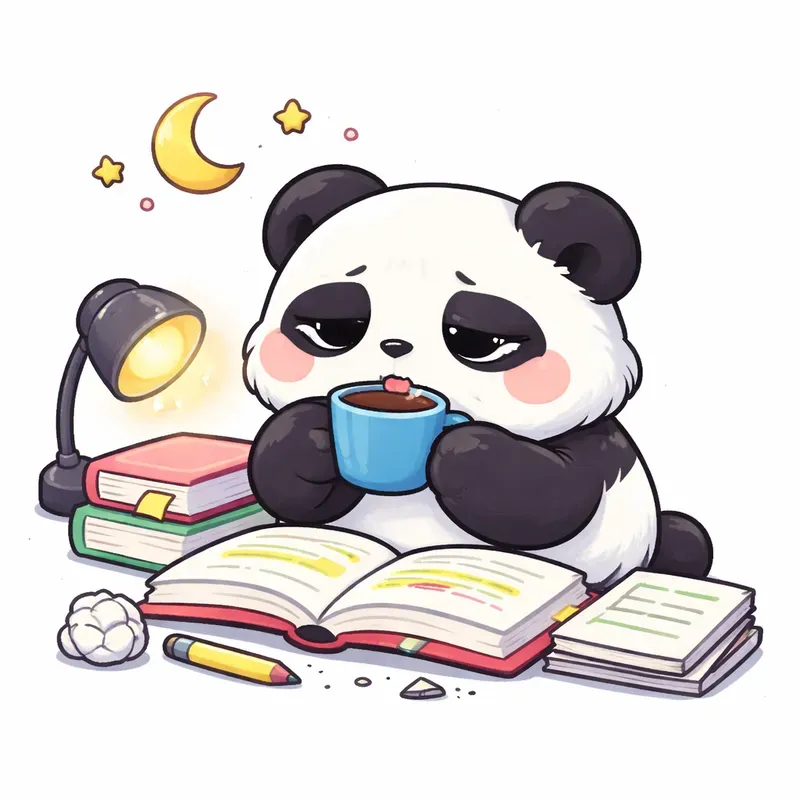 Cute Panda Student Sticker Style