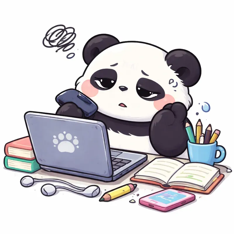 Cute Panda Student Sticker Style