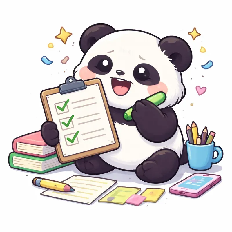 Cute Panda Student Sticker Style