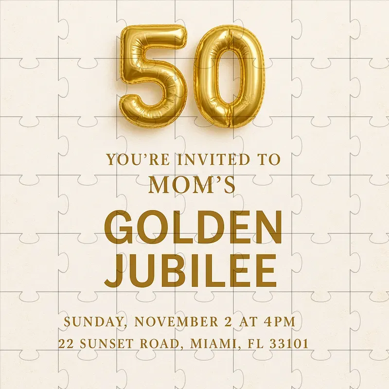 Elegant Gold Celebration Invites