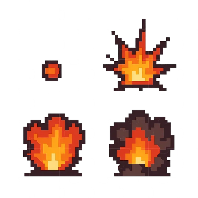 Pixel Art Explosion Animation Sets
