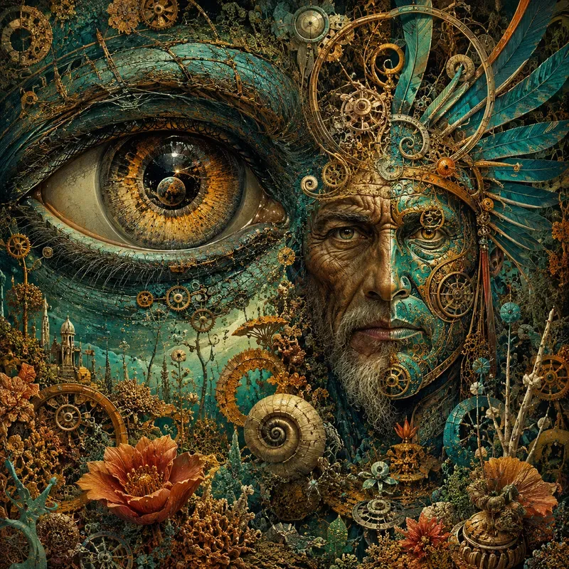 Teal Dreams Surreal Fusion Worlds