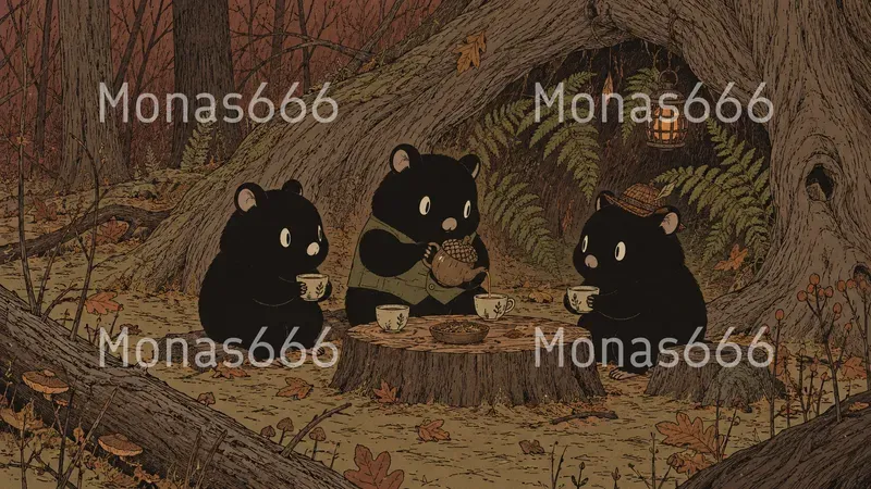 Cozy Woodland Pet Storybook Art