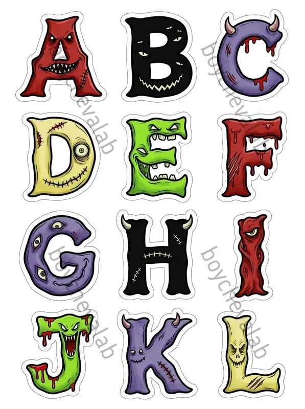Halloween Letters Numbers Stickers