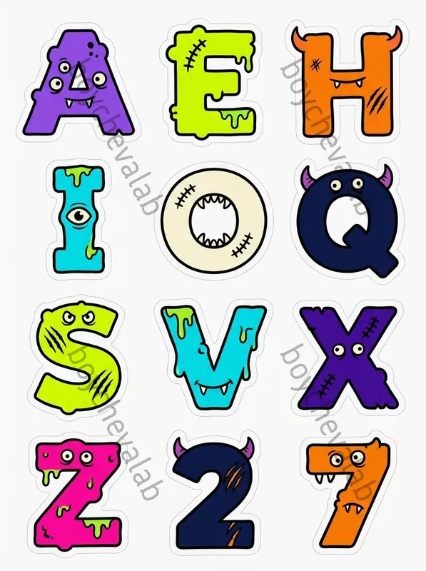 Halloween Letters Numbers Stickers