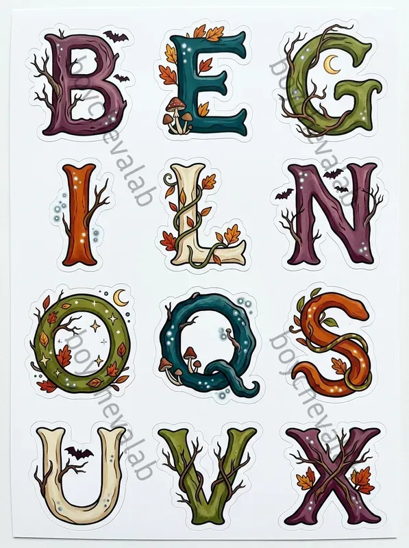 Halloween Letters Numbers Stickers
