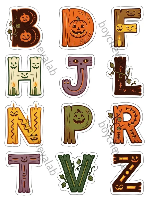 Halloween Letters Numbers Stickers