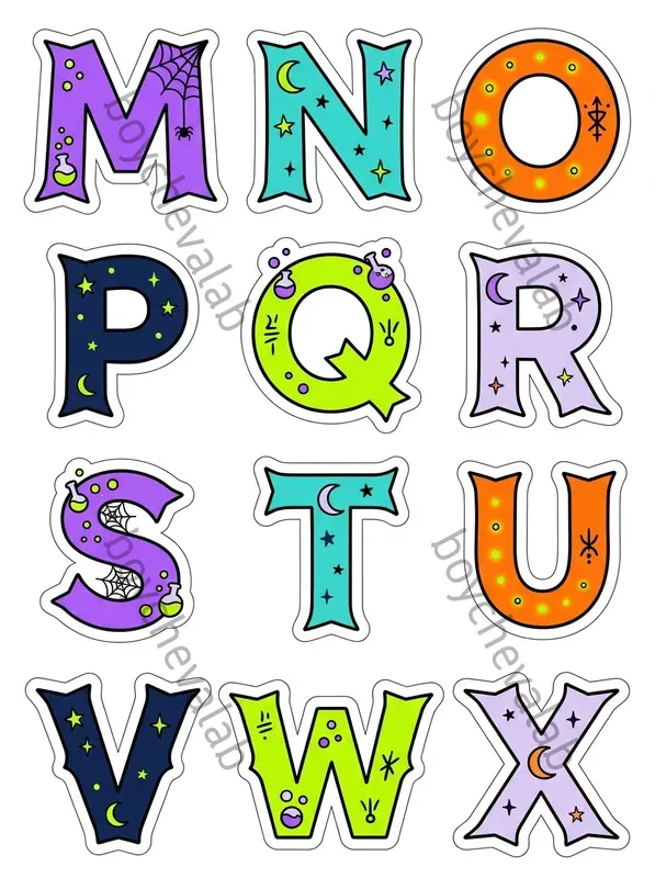 Halloween Letters Numbers Stickers