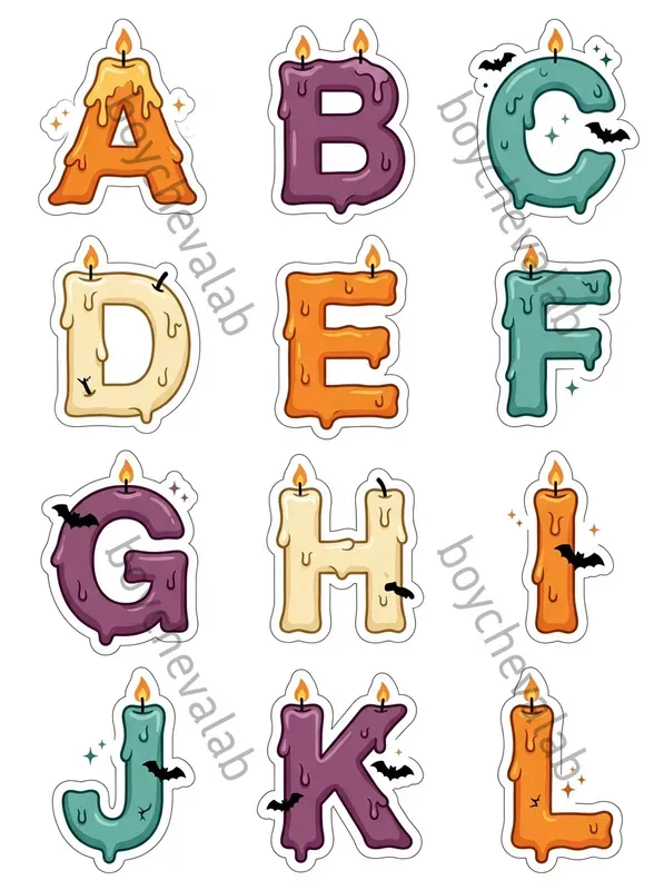 Halloween Letters Numbers Stickers