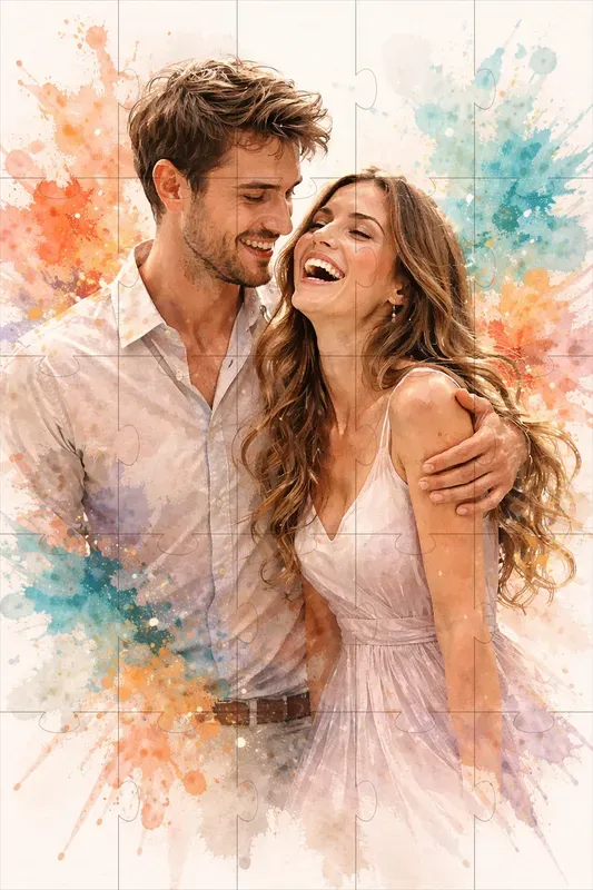 Soulmate Splash Romantic Dual Portraits