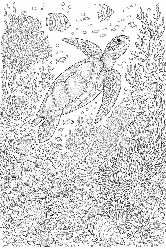 Ocean Sea Creatures Adult Coloring Pages