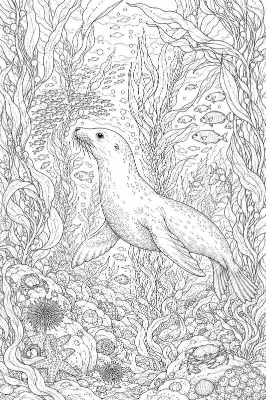 Ocean Sea Creatures Adult Coloring Pages