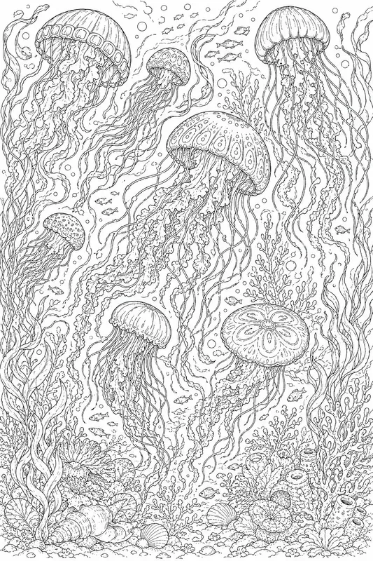 Ocean Sea Creatures Adult Coloring Pages