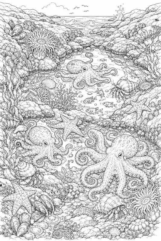 Ocean Sea Creatures Adult Coloring Pages