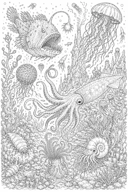 Ocean Sea Creatures Adult Coloring Pages