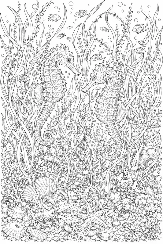 Ocean Sea Creatures Adult Coloring Pages