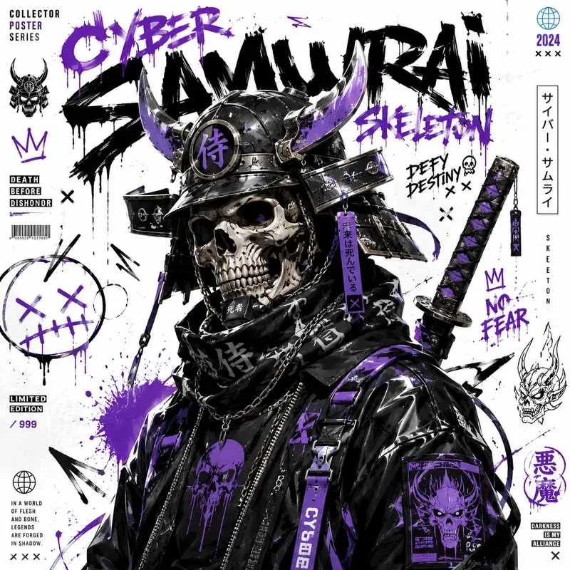 Dark Fantasy Skeleton Graffiti Posters