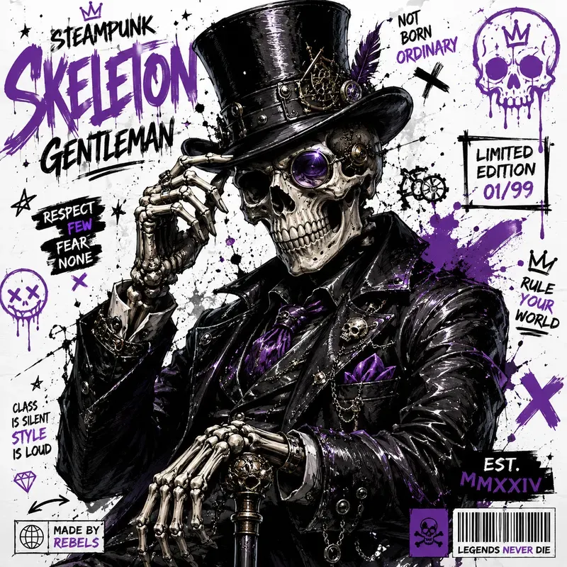 Dark Fantasy Skeleton Graffiti Posters