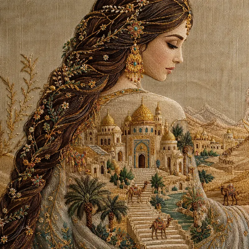 Embroidered Fantasy Portrait Art