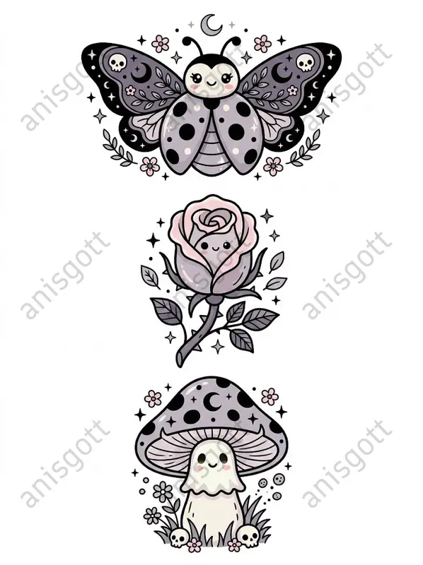Gothic Cute Spring Kawaii Clipart Sets