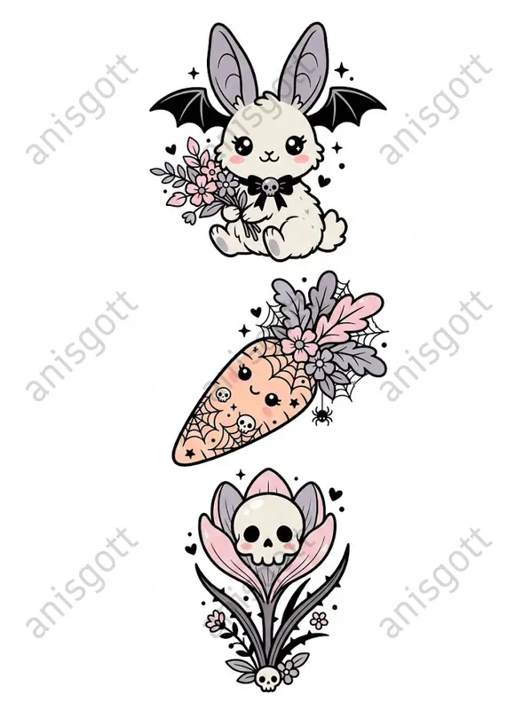 Gothic Cute Spring Kawaii Clipart Sets