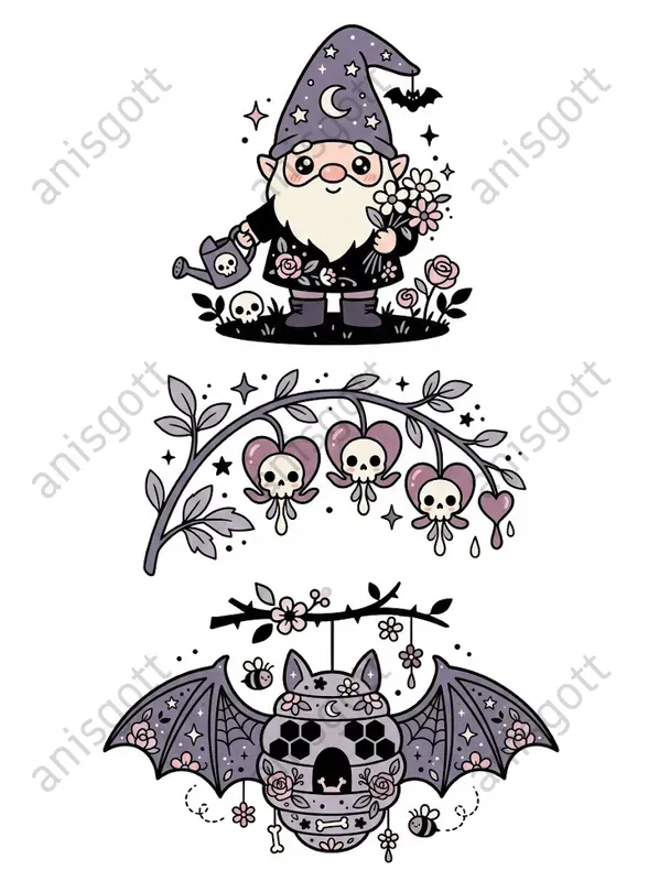 Gothic Cute Spring Kawaii Clipart Sets
