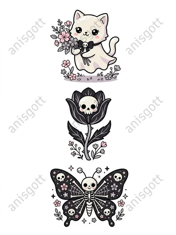 Gothic Cute Spring Kawaii Clipart Sets