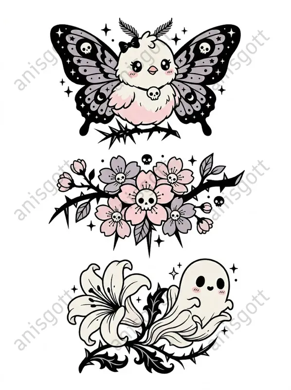 Gothic Cute Spring Kawaii Clipart Sets
