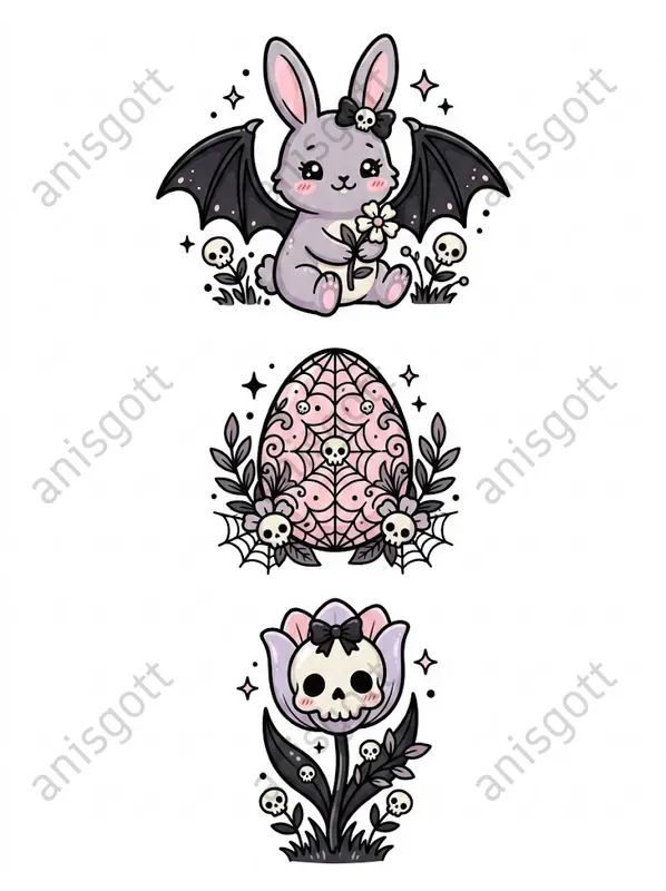 Gothic Cute Spring Kawaii Clipart Sets