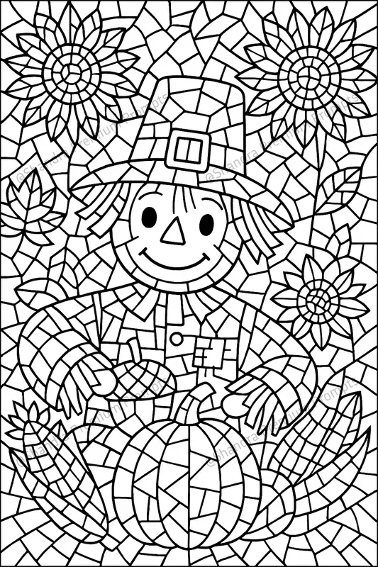 Mosaic Style Thanksgiving Day Colorings