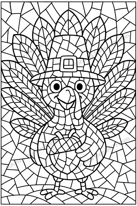 Mosaic Style Thanksgiving Day Colorings