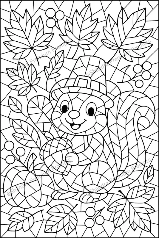 Mosaic Style Thanksgiving Day Colorings