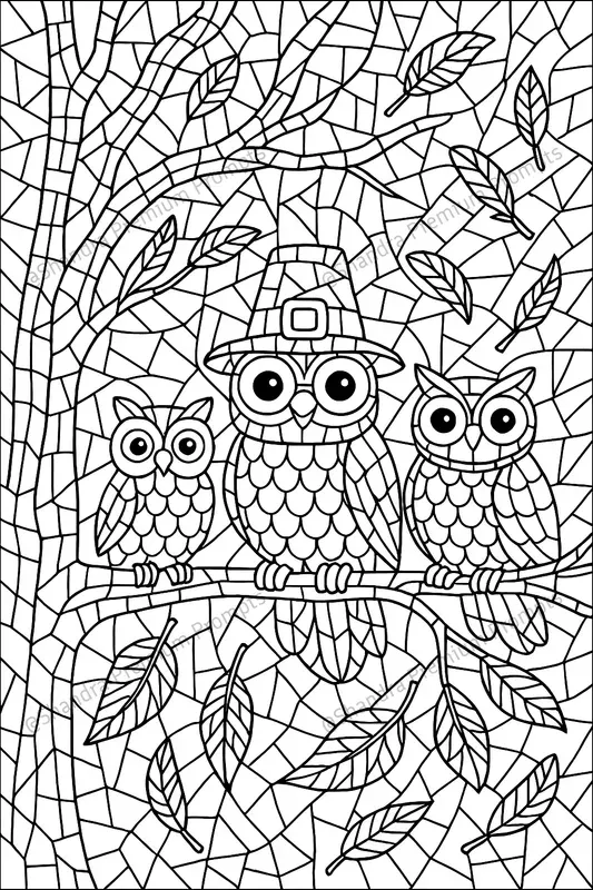 Mosaic Style Thanksgiving Day Colorings