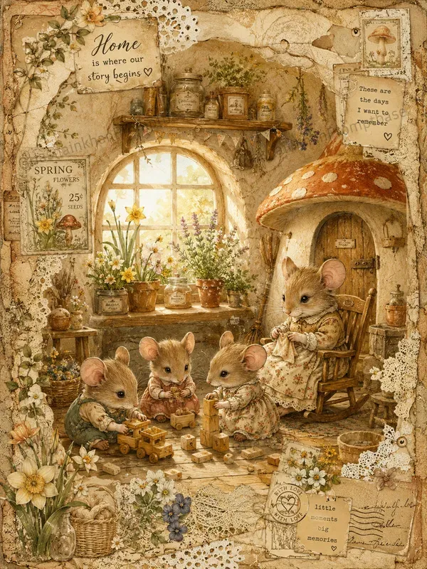 Cozy Mice Family Junk Journal Pages