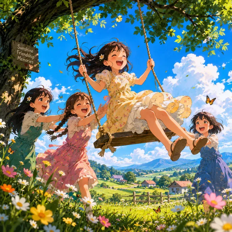 Children Playing Beneath Trees